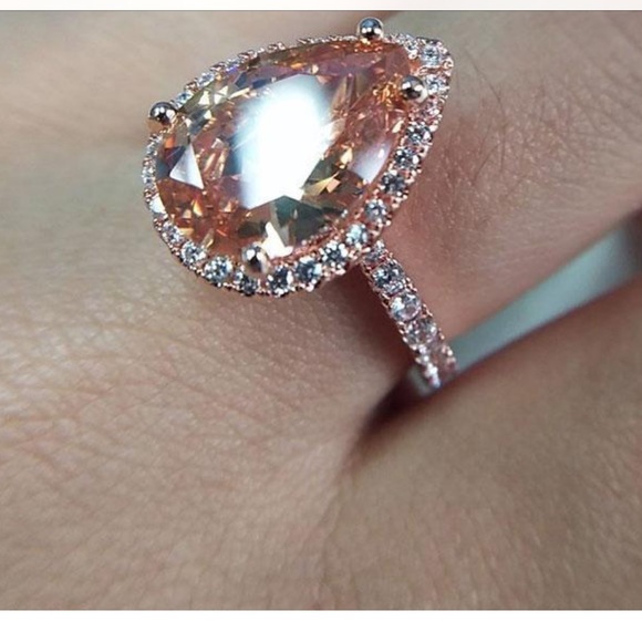 18K Rose Gold Filled Pear shape Morganite Ring - Picture 7 of 12